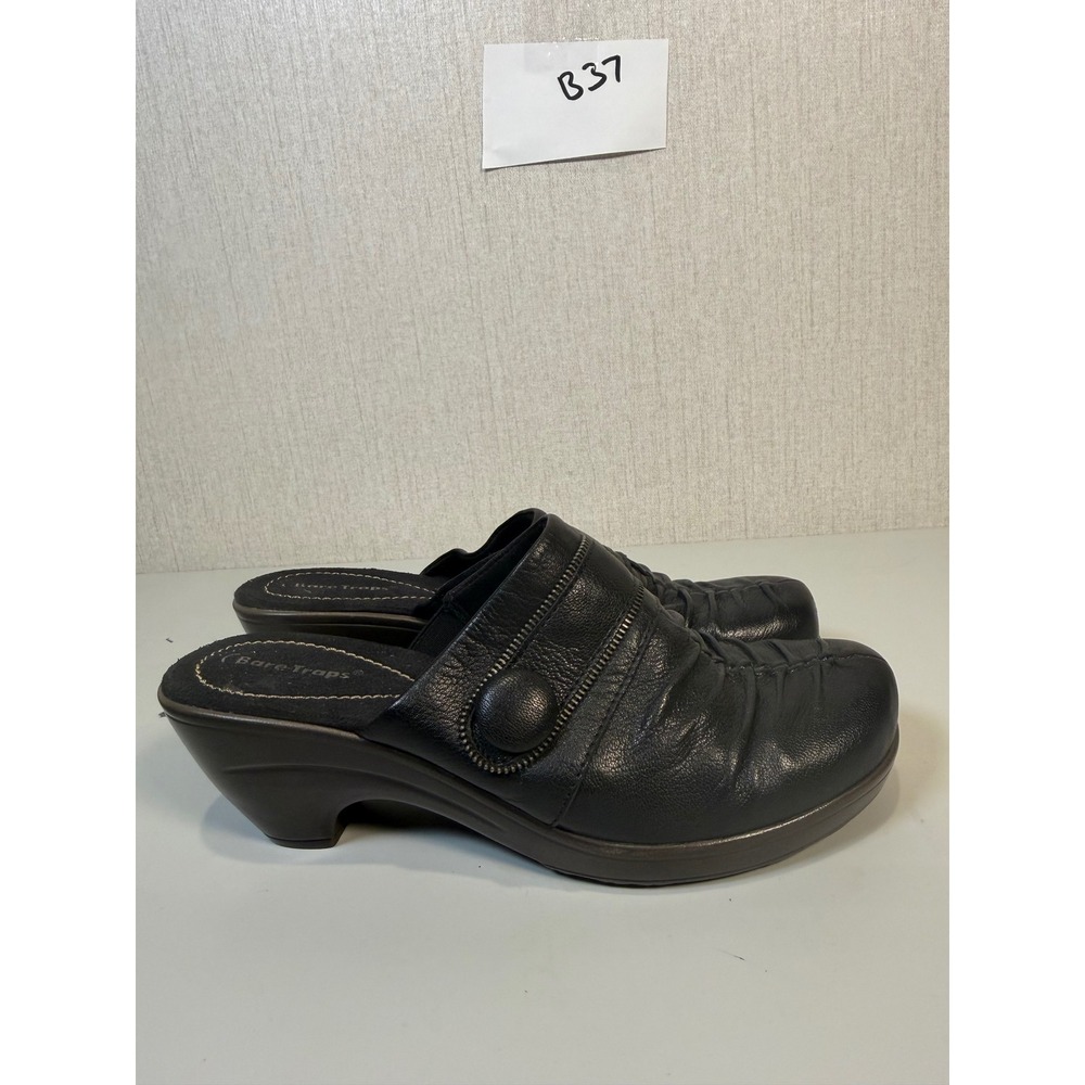 BARE TRAPS HALANA SIZE 9M BLACK LEATHER SLIDE‎ CLOG MULE WOMEN'S SHOES